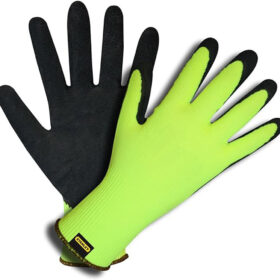 Foam Coated Latex Gloves, Hi Viz Green, Large