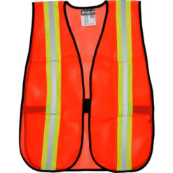Orange Safety Vest with Green Stripes