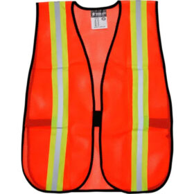 Orange Safety Vest with Green Stripes