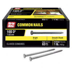 Grip Rite 10D Bright Common Nail, 3", 1LB
