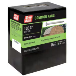 Grip Rite 10D Hot-Galvanized Ring Shank Patio Deck Nails, 3", 5LB