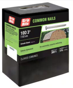 Grip Rite 10D Hot-Galvanized Ring Shank Patio Deck Nails, 3", 5LB