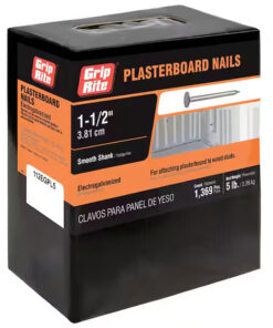 Grip Rite Electrogalvanized Plasterboard Nails, 1-1/2", 5LB