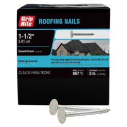 Grip Rite Electrogalvanized Roofing Nail, 1-1/2", 5LB