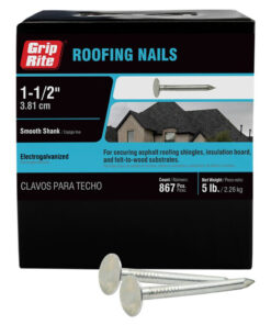 Grip Rite Electrogalvanized Roofing Nail, 1-1/2", 5LB
