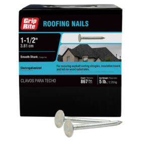 Grip Rite Electrogalvanized Roofing Nail, 1-1/2", 5LB