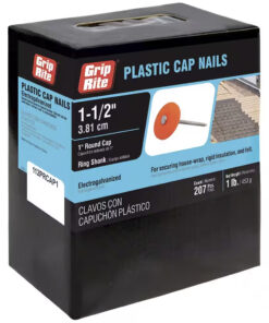 Grip Rite Electrogalvanized Plastic Cap Roofing Nail, 1-1/2", 1LB