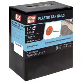 Grip Rite Electrogalvanized Plastic Cap Roofing Nail, 1-1/2", 1LB