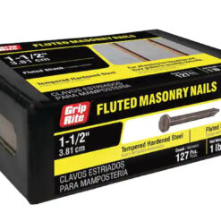 Grip Rite Tempered Hardened Steel Fluted Masonry Nail, 1-1/2", 1LB