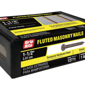 Grip Rite Tempered Hardened Steel Fluted Masonry Nail, 1-1/2", 1LB