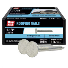 Grip Rite Electrogalvanized Roofing Nail, 1-1/4", 1LB