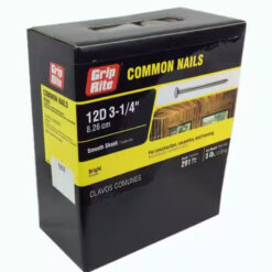 Grip Rite 12D Bright Common Nail, 3-1/4", 5LB