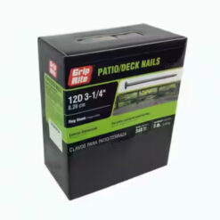 Grip Rite 12D Hot-Galvanized Ring Shank Patio Deck Nails, 3-1/4", 5LB