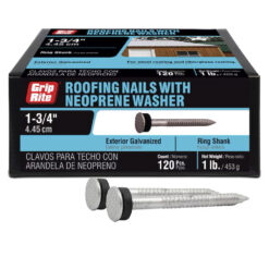 Grip Rite Hot Dipped Galvanized Ring Shank Roofing Nail with Neoprene Washer, 1-3/4", 1LB