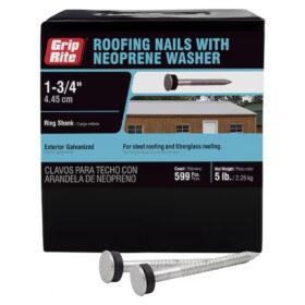 Grip Rite Hot Dipped Galvanized Ring Shank Roofing Nail with Neoprene Washer, 1-3/4", 5LB