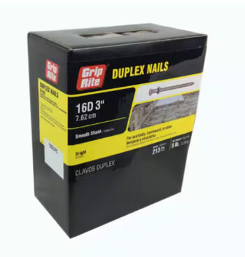 Grip Rite 16D Bright Duplex Nail, 3", 5LB