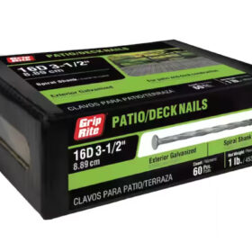 Grip Rite 16D Hot-Galvanized Ring Shank Patio Deck Nails, 3-1/2", 1LB