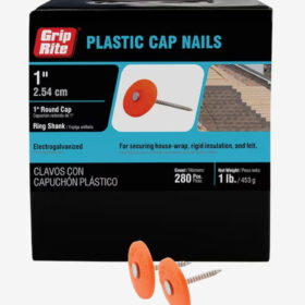 Grip Rite Electrogalvanized Plastic Cap Roofing Nail, 1", 1LB