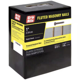 Grip Rite Tempered Hardened Steel Fluted Masonry Nail, 1", 5LB