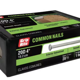 Grip Rite 20D Bright Common Nail, 4", 1LB