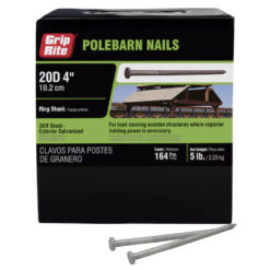 Grip Rite 20D Hot-Galvanized Ring Shank Patio Deck Nails, 4", 5LB