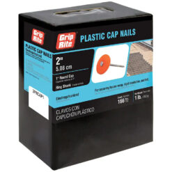 Grip Rite Electrogalvanized Plastic Cap Roofing Nail, 2", 1LB