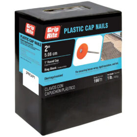 Grip Rite Electrogalvanized Plastic Cap Roofing Nail, 2", 1LB