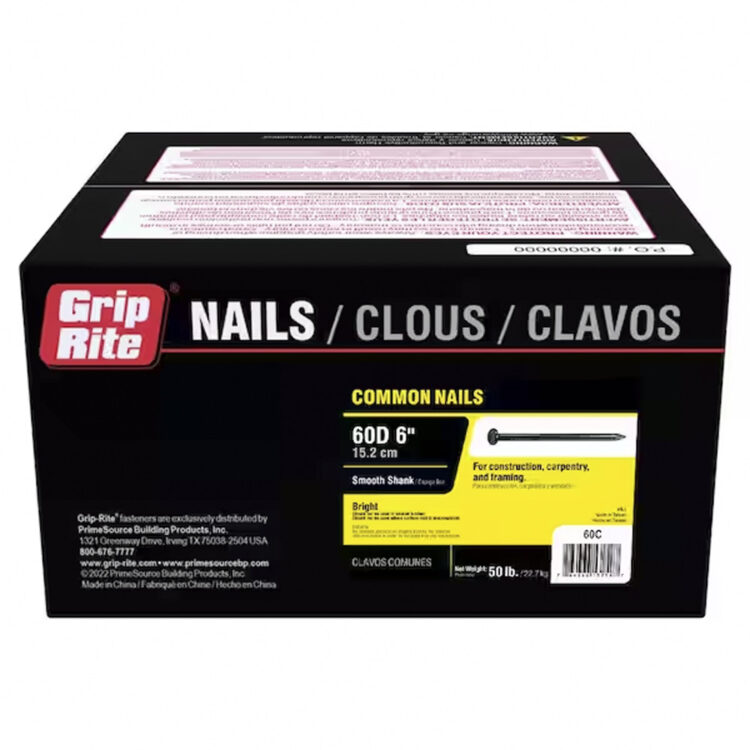 Grip Rite 60D Bright Common Nail, 6", 5LB