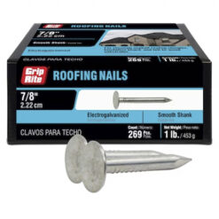 Grip Rite Electrogalvanized Roofing Nail, 7/8", 1LB