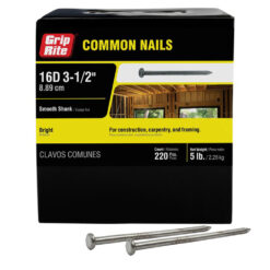 Grip Rite 8D Bright Common Nail, 2-1/2", 5LB