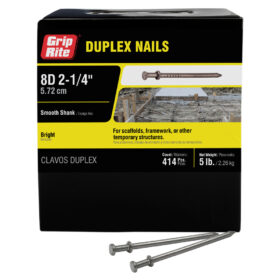 Grip Rite 8D Bright Duplex Nail, 2-1/4", 5LB