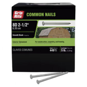 Grip Rite 8D Hot-Galvanized Common Nail, 2-1/2", 5LB