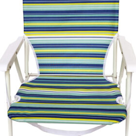 Seasonal Trends F2S024 Beach Chair, 22 in W, 21.7 in D, 26.7 in H, Steel Frame, White Frame, 400D PE Solid Fabric Seat