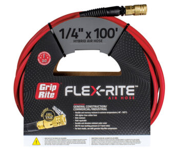 Grip Rite Flex-Rite Air Compressor Hose with Coupler, 1/4" X 100', Hybrid Red