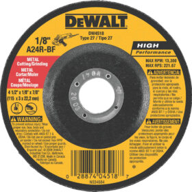 DEWALT Cut-Off Wheel Type 27, 9 in x 1/8 in x 5/8"-11, Aluminum Oxide, 24 Grit, A24R
