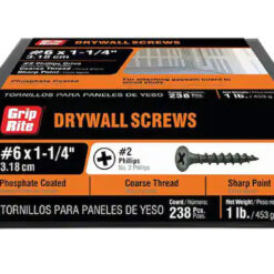 Grip Rite Philips Bugle-Head Coarse Thread Sharp Point Drywall Screws 6 X 1-1/4", 1LB