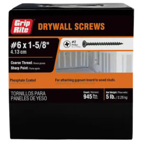 Grip Rite Philips Bugle-Head Coarse Thread Sharp Point Drywall Screws 6 X 1-1/4", 5LB