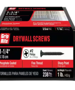 Grip Rite Philips Bugle-Head Fine Thread Drywall Screws 1-1/4", 1LB