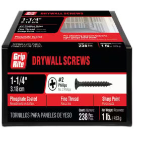 Grip Rite Philips Bugle-Head Fine Thread Drywall Screws 1-1/4", 1LB