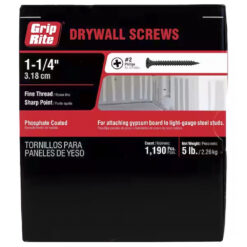Grip Rite Philips Bugle-Head Fine Thread Drywall Screws 6 X 1-1/4", 5LB