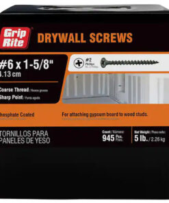 Grip Rite Philips Bugle-Head Coarse Thread Sharp Point Drywall Screws 6 X 1-5/8", 5LB