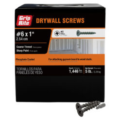 Grip Rite Philips Bugle-Head Coarse Thread Sharp Point Drywall Screws 6 X 1", 5LB