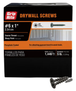 Grip Rite Philips Bugle-Head Coarse Thread Sharp Point Drywall Screws 6 X 1", 5LB