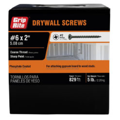 Grip Rite Philips Bugle-Head Coarse Thread Sharp Point Drywall Screws 6 X 2", 5LB