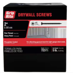Grip Rite Philips Bugle-Head Fine Thread Drywall Screws 6 X 2", 5LB