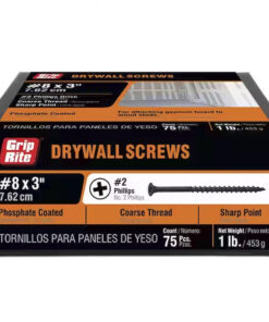Grip Rite Philips Bugle-Head Coarse Thread Sharp Point Drywall Screws 8 X 3", 1LB