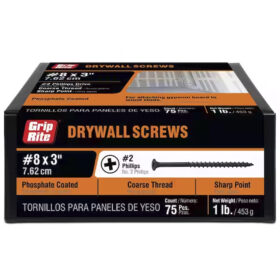 Grip Rite Philips Bugle-Head Coarse Thread Sharp Point Drywall Screws 8 X 3", 1LB