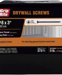 Grip Rite Philips Bugle-Head Coarse Thread Sharp Point Drywall Screws 8 X 3", 5LB