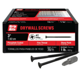 Grip Rite Philips Bugle-Head Fine Thread Drywall Screws 3", 1LB