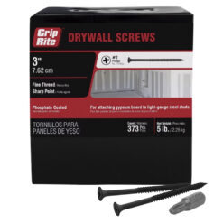 Grip Rite Philips Bugle-Head Fine Thread Drywall Screws 8 X 3", 5LB